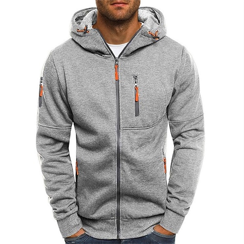 Herren Kapuzensweatshirt Reißverschluss Kapuzensweatshirts Sweatjacke Taktisch Marineblau Weinrot Schwarz Weiß Königsblau Mit Kapuze Farbblock Reißverschluss Cool Winter Bekleidung Kapuzenpullover Image
