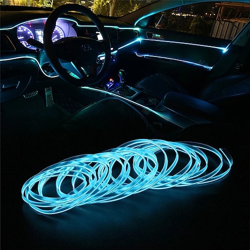 Auto el Draht LED-Streifen 5m LED Auto Lichter Atmosphäre Licht für DIY flexible Auto Innenlampe Party Dekoration 12v Neonstreifen 2pcs 1pc Set Image