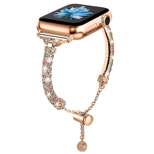 Schmuck Armband Kompatibel mit Apple Watch Armband 38mm 40mm 41mm 42mm 44mm 45mm 49mm Damen Glitzer Bling-Diamant Legierung Ersatzarmband für iwatch Ultra 2 Series 9 8 7 SE 6 5 4 3 2 1 Image