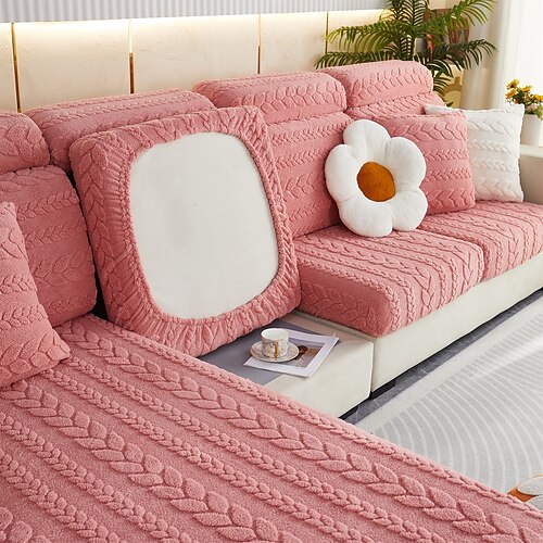 Magischer Sofabezug, Stretch-Jacquard-Samt-Sofa-Sitz-Couch-Kissen-Schonbezüge, rutschfester Möbelschutz für 1/2/3/4-Sitzbezug, L-förmige Sofabezüge, Chaiselongue-Sofa-Schonbezug Image