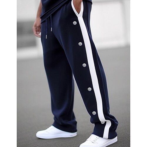 Herren Jogginghose Trainingshose Jogginghose mit weitem Bein Jogginghose Jogger Hose Hosen Jogginghose mit geradem Bein Kordelzug Elastische Taille Seitentaste Glatt Komfort Atmungsaktiv Outdoor Image