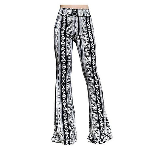 Hippie Scheibe Retro Vintage 1960er Hippie Hoch tailliert Kumpel Funk Glockenhose Damen Kostüm Jahrgang Cosplay Party Urlaub Hosen Karneval Schlager Outfit Image