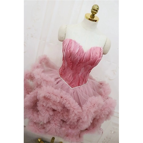 Damen Prinzessin Ballerina-Tänzerin Aufführung Tanzen Kleid Gestuftes Tutu Abendkleid Kuschelig Party Tüll Feder Grau Schwarz Weiß Rosa Kleid Image