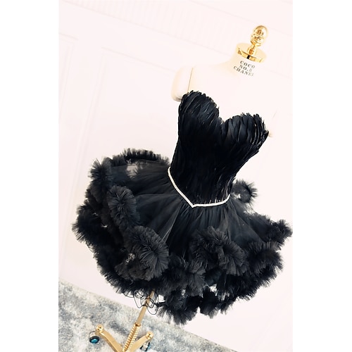 Damen Prinzessin Ballerina-Tänzerin Aufführung Tanzen Kleid Gestuftes Tutu Abendkleid Kuschelig Party Tüll Feder Grau Schwarz Weiß Rosa Kleid Image