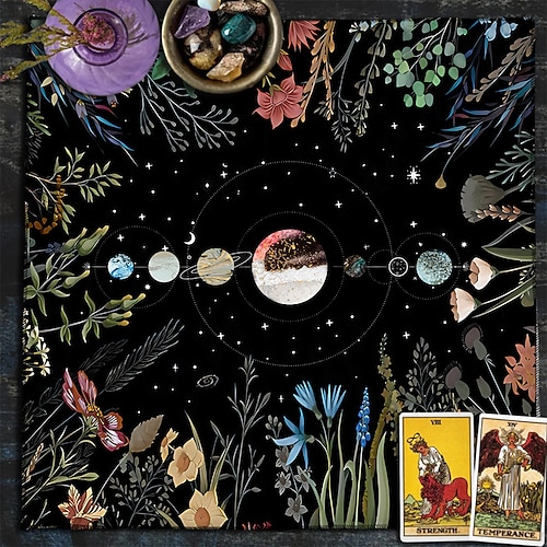 Tarot-Tischdecke für Spiele, Altardecke, Hexerei-Astrologie-Dekor, Orakelkarten-Unterlage, Tarot-Matte, Hexer-Dekor, Partygeschenke, Party-Geschenk-Dekor, Partyzubehör, magische Kunst, Wahrsagerei Image