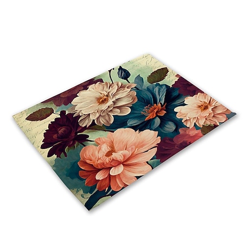 Sonnenblumen-Tischsets, hitzebeständig, Bauernhaus-Tisch-Tischset, schmutzabweisendes Tischset, Tischset für Hochzeit, Küche, Esstisch, Dekoration für drinnen und draußen Image