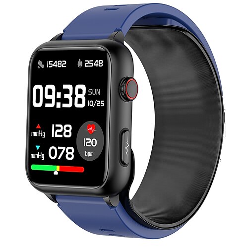 Luftpumpen-Airbag-Typ Genau Blutdruckmessung ECG Elektrokardiogramm Temperaturüberwachung Schrittzähler Kompatibel mit Android iOS Frauen Männer Langanhaltend Image