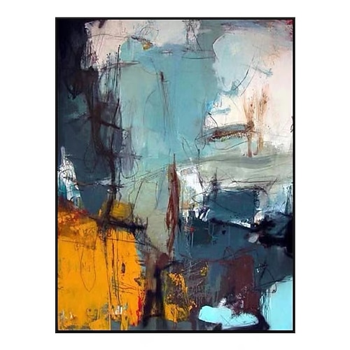 Handgefertigtes handgemaltes Ölgemälde Wandkunst abstrakte blaue orange Figurenmalerei Heimdekoration Dekor gerollte Leinwand kein Rahmen ungedehnt Image