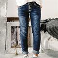 damen basic klassisch jeans tasche knöchellang hose lässig streetwear mikro-elastisch einfarbig komfort atmungsaktiv hohe taille dunkelblau 2xl