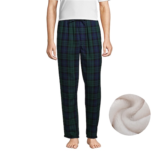 Herren Pyjamahose Karierte hose Lounge Hose 1 pcs Gitter / Plaid Warm Weich Heim Bett Spa Flanell Warm Tasche Elastische Taille Winter Rote Blau Image