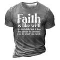 Tie Dye Mens 3D Shirt For Faith Is Like Wi-Fi 'S Invisible But Has The Power To Connect You What Need Grey Winter Cotton Men'S Tee Graphic Slogan Shirts Distressed Letter Prints Crew Neck Gray