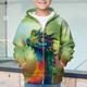 Jungen 3D-Dinosaurier-Kapuzenpullover-Mantel, Oberbekleidung, langärmelig, 3D-Druck, Herbst-Winter-Mode, Streetwear, cooles Polyester, Kinder 3–12 Jahre, draußen, lässig, täglich, normale Passform