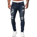 Herren Jeans Karottenhose Hose Hosen Jeans im Used-Look Zerrissene Jeans Tasche Zerrissen Komfort Täglich Ausgehen Strassenmode Klassisch Schwarz Blau elastisch