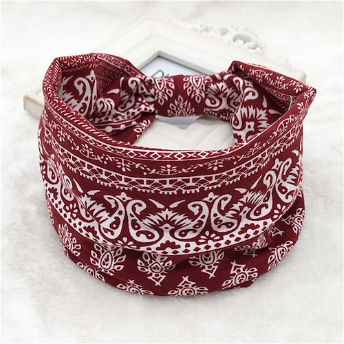 Bohemian-Stil bedrucktes elastisches Sport-Haarband Damen breitkrempige Kopfbedeckung Sport athletischer Strand-Haar-Accessoires für Frauen und Mädchen Stirnband Baumwoll-Turban-Kopfschmuck