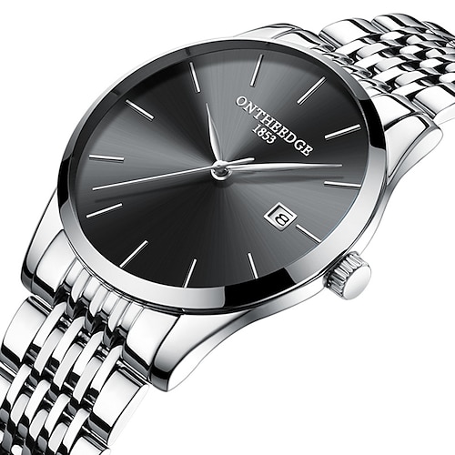 Ultra-dünne Herren Quarz Uhr Herren Analog Luxus Minimalistische klassische Armbanduhr Wasserdicht Kalender Chronograph Edelstahl Uhren