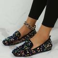 Damen Flache Schuhe Slip-Ons Halbschuhe Bling-Bling-Schuhe Flache Sandalen Fantasy-Schuhe Party Klub Feste Farbe Fluoreszierend Sommer Strass Funkelnder Glitzer Paillette Flacher Absatz Runde Zehe