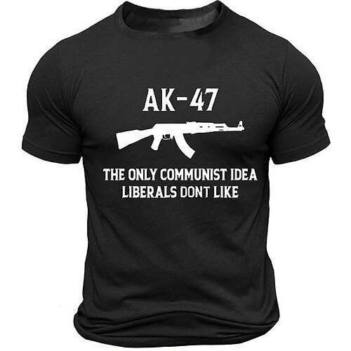 Herren Grafik T-Shirt AK-47 'Die einzige kommunistische Idee die Liberale nicht mögen' Kurzarm politische Aussage T-Shirt Image