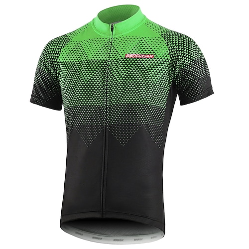Herren Radtrikot Geometrisch Farbverlauf Kurzarm Fahhrad Trikot Oberteil mit 3 Gesäßtaschen Mountainbike MTB Straßenradsport Schnelltrocknend Reflektierende Streifen Rückentasche Schweißableitend Image