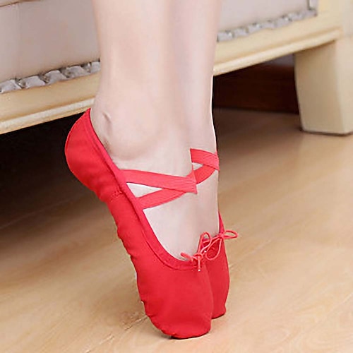 Ballettschuhe mit geteilter Sohle für Mädchen – Tanzschuhe aus weichem Canvas mit elastischen Riemen für Balletttraining und Aufführungen Image