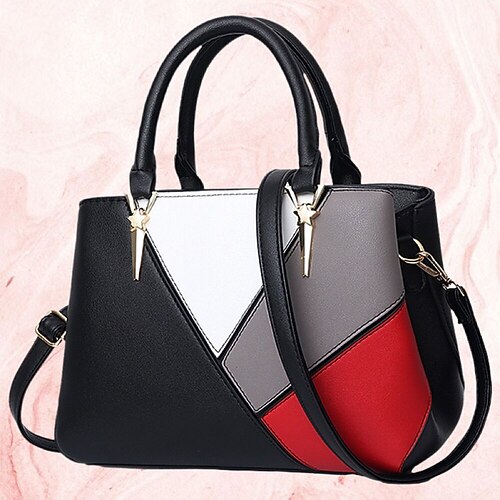 Damen Handtasche Schultertasche Wickeltasche Tote Leder PU-Leder Einkauf Täglich Hohe Kapazität Langlebig Schwarz Rosa Rot