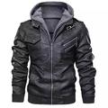 Herren Lederjacke Kunstlederjacke Hoodie Jacke Motorrad Jacke Motorradjacke warm halten Windundurchlässig Regendicht Outdoor Täglich Reisverschluss Ständer Sport Casual Jacke Oberbekleidung Feste