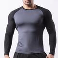 Herren Fitnessstudio-Shirt Fitness-Shirt langarmshirt Rundhalsausschnitt Langarm Sport Natur Urlaub Ausgehen Casual Schnell Trocknend Atmungsaktiv Weich Glatt Schwarz / Weiß Schwarz Sportkleidung