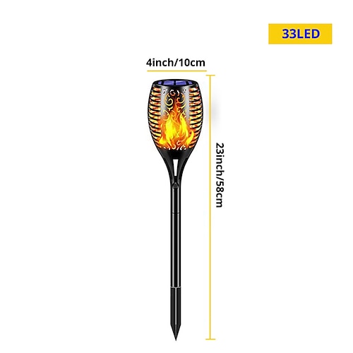 Solar-Gartenflammenlicht - 96 LED Außenweg flackernde Fackel wasserdichte Landschaftsrasenlampe für Wegbeleuchtung Dekor für Halloween Image