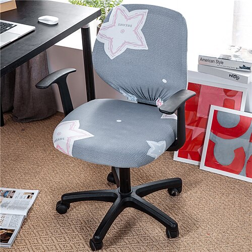 Bürostuhl-Bezug, Computer-Schreibtischstuhl-Bezug, Stretch-Spandex, Staubschutz, universal, geteilt, rotierender Drehstuhl-Schonbezug, Schutz, 2-teiliges Set, Büro-Geschenk für Damen und Herren Image