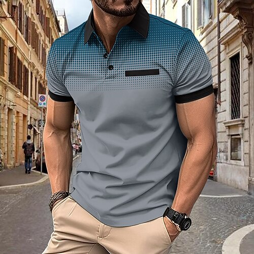 Herren Poloshirt Arbeit Strasse Umlegekragen Kurze Ärmel Punkte Blumenmuster Grundlegend Sommer Lockere Passform Weinrot Weiß Dunkelmarine Orange aschgrau Poloshirt Image