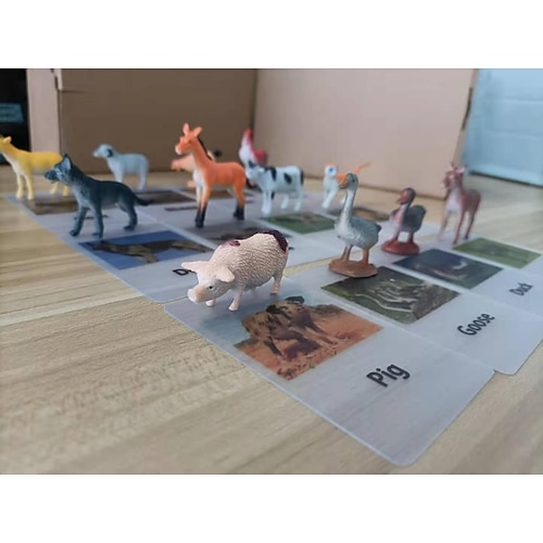 Montessori-Lehrmittel Tiermodell-Karte passende Alphabetisierungskarte Alphabetisierungskarte Englisch Sprachlehrmittel Spielzeug für die frühkindliche Bildung Zurück zur Schule Geschenk für Image