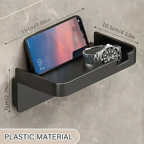 1 Stück Toilettenpapier-Aufbewahrungsregal zur Wandmontage Handyhalter, selbstklebender Toilettenpapierhalter mit Telefonablage. Werten Sie Ihr Badezimmer mit einem rostfreien und schwarzen Image