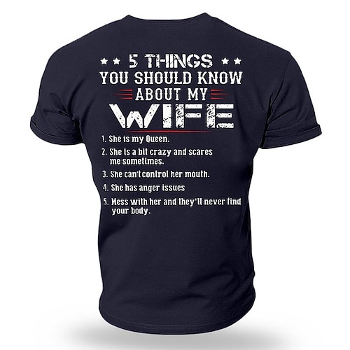 Lustiges Herren Grafik T-Shirt - 5 Dinge die du über meine Frau wissen solltest Geschenk Tee für Ehemänner Image