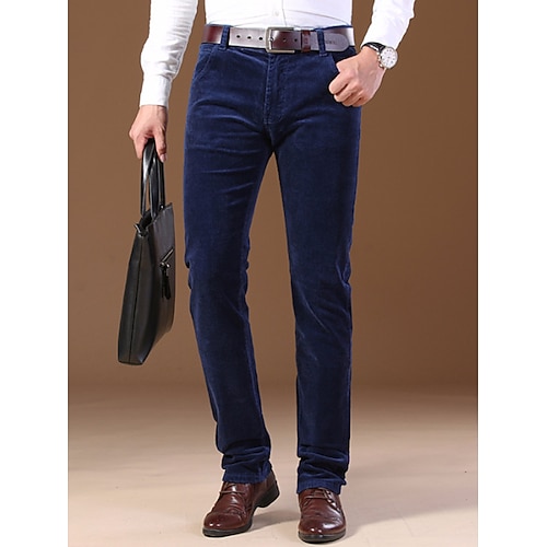 Herren Anzughosen Cordhose Winterhose Hose Hosen Anzughose Tasche Glatt Komfort Atmungsaktiv Outdoor Täglich Ausgehen Modisch Brautkleider schlicht Cachi scuro Schwarz Image