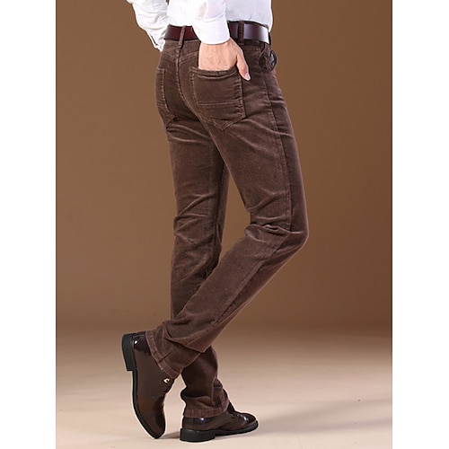Herren Anzughosen Cordhose Winterhose Hose Hosen Anzughose Tasche Glatt Komfort Atmungsaktiv Outdoor Täglich Ausgehen Modisch Brautkleider schlicht Cachi scuro Schwarz Image