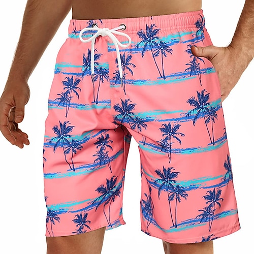 Herren Kokospalme Grafikdrucke Badehosen Badeshorts Boardshorts Mittlere Taille Hawaiianisch Boho Lässig Täglich Ferien Kordelzug mit Mesh-Futter Elastischer Bund Designer Bekleidung Image