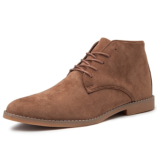 Beige Desert Boots aus Wildlederimitat für Herren mit Schnürung – klassischer Chukka-Stil mit bequemer Gummisohle für die Freizeit Image