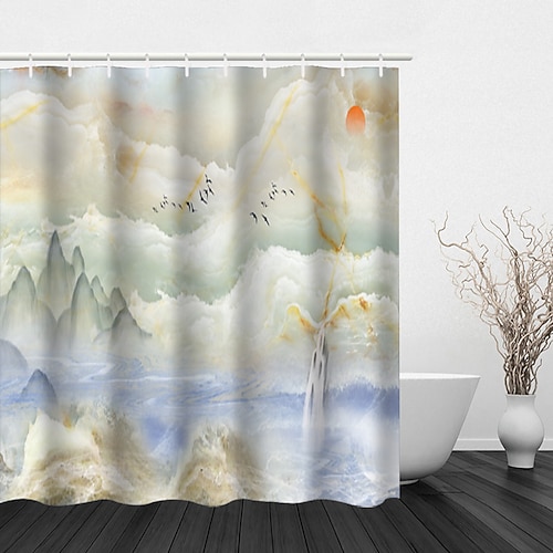 Duschvorhang mit Haken 200 cm hoch duschvorhang waschbar Polyester Wasserfest Marmor abstraktes Muster Image