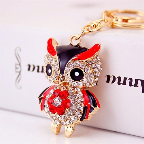 schöne eule keychain strass kristall schlüsselring schlüsselanhänger tasche charme anhänger geschenk Image