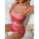 Damen Sexy Dessous Dessous-Set 2 Stück Punkt Brautkleider schlicht Süß Heim Bett Polyester Riemen Sommer Frühling Rosa Rote