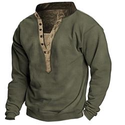Herren Sweatshirt Pullover Leichter Hoodie Armeegrün Khaki Hellgrau V Ausschnitt Henley-Kragen Paisley-Muster Grafikdrucke Lässig Täglich 3D-Druck Polyester Designer Basic Ethnisch Frühling Herbst