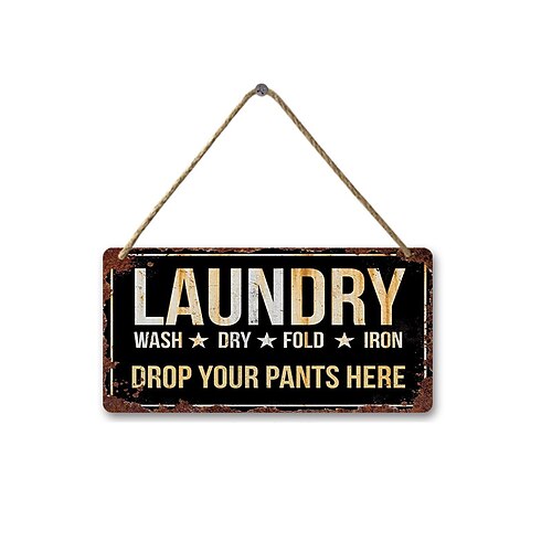 1 Stück, Wäsche-Holzschilder, Holzschild, Holzplatte für Waschküche, Hängeschild, Waschhaus-Türdekoration, Heim-Wanddekoration, 15 x 30 cm/6'' x 12'' Image