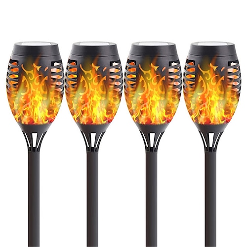 2/4 Stück Solarleuchten für den Außenbereich, Solar-Taschenlampen mit flackernder Flamme, 12 LEDs für Halloween-Dekorationen, wasserdichte Landschaft, automatisches Ein-/Ausschalten, Garten, Terrasse, Image