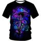 Graphic Pilz Übertrieben Herren 3D-Druck Hemd T Shirt Party Täglich T-Shirt Schwarz Gelb Schwarz / Violett Kurzarm Rundhalsausschnitt Hemd Bekleidung Normal S M L XL XXL 3XL