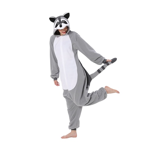 Karnevalskostüm 2026 Tier Zeichentrick Waschbär Karneval Kigurumi-Pyjamas Ausgefallene Kostüme Nachtwäsche Warm Lustiges Kostüm Bequem Erwachsene Unisex Männer und Frauen Weihnachten Halloween Image
