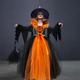 Halloween Mädchen 3D Farbblock Hexenkostüm für Kinder Kleider-Set Kleidungsset Ärmellos Herbst Winter Kostüm Baumwolle kinderkleidung 3-8 Jahre Cosplay Kostüme Regular Fit