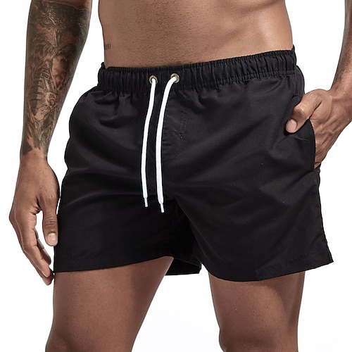 Herren-Badeshorts Badehose mit Mesh-Innenfutter Boardshorts schnell trocknende Unterteile atmungsaktiv dehnbar Kordelzug mit Taschen - Schwimmen Surfen Strand Wassersport einfarbig Frühling Sommer Image