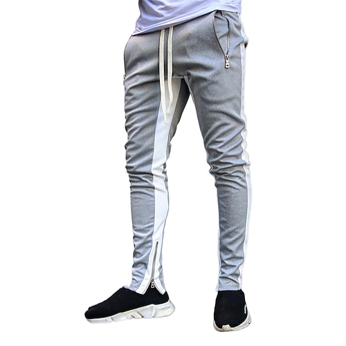 Herren Jogginghosen Jogginghose Reißverschlusstasche Knöchelreißverschlüsse Unterteile Sportlich Athleisure Frühling Herbst Weich Feuchtigkeitsableitend Atmungsaktiv Fitnesstraining Joggen Übung Image
