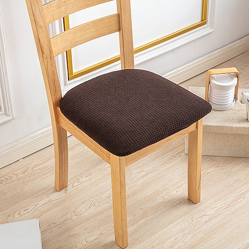 Sitzbezüge für Esszimmerstühle, burgunderfarben, elastischer Stuhlsitzbezug, weich, einfarbig, langlebig, waschbar, Möbelschutz für Esszimmerparty Image