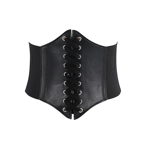 Damen Breiter Gürtel Korsettgürtel PU - Leder Schnalle frei Geometrisch Formell Party Täglich Weiß Schwarz Rote Kaffee Image