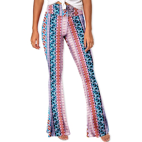 Hippie Scheibe Retro Vintage 1960er 1970er Disko Kumpel Funk Glockenhose Damen Kostüm Jahrgang Cosplay Freizeitskleidung Festival Hosen Schlager Outfit Image